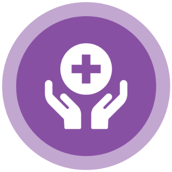 icon of hands holding up a medical symbol
