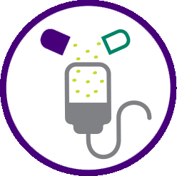 capsule content sprinkled into G/NG tube icon