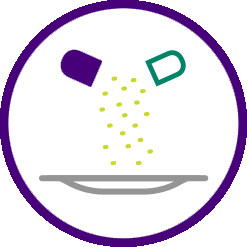 capsule content sprinkled into G/NG tube icon
