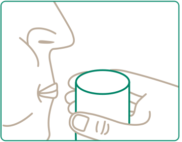 illustration showing a patient holding a cup, about to rinse their mouth with water