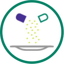icon of capsule pill split open to sprinkle on soft food